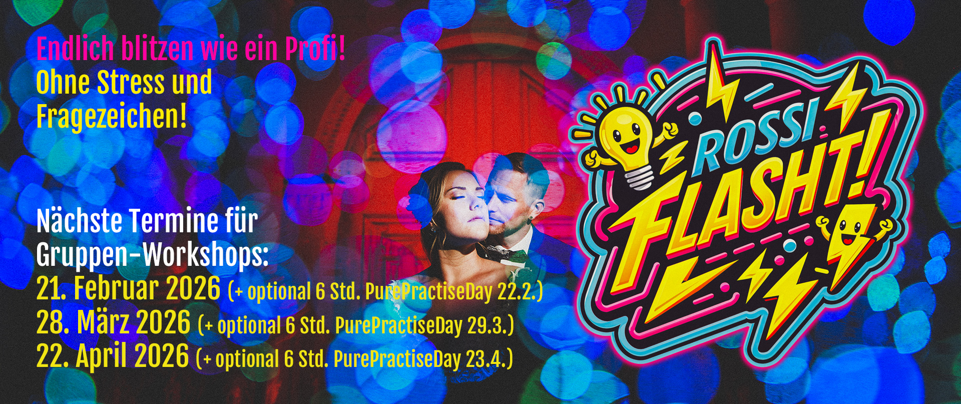 der beste blitzworkshop! lerne von und mit rossi, wie du licht kontrollieren und die tuer zu neuen kreativen moeglichkeiten aufstossen kannst!